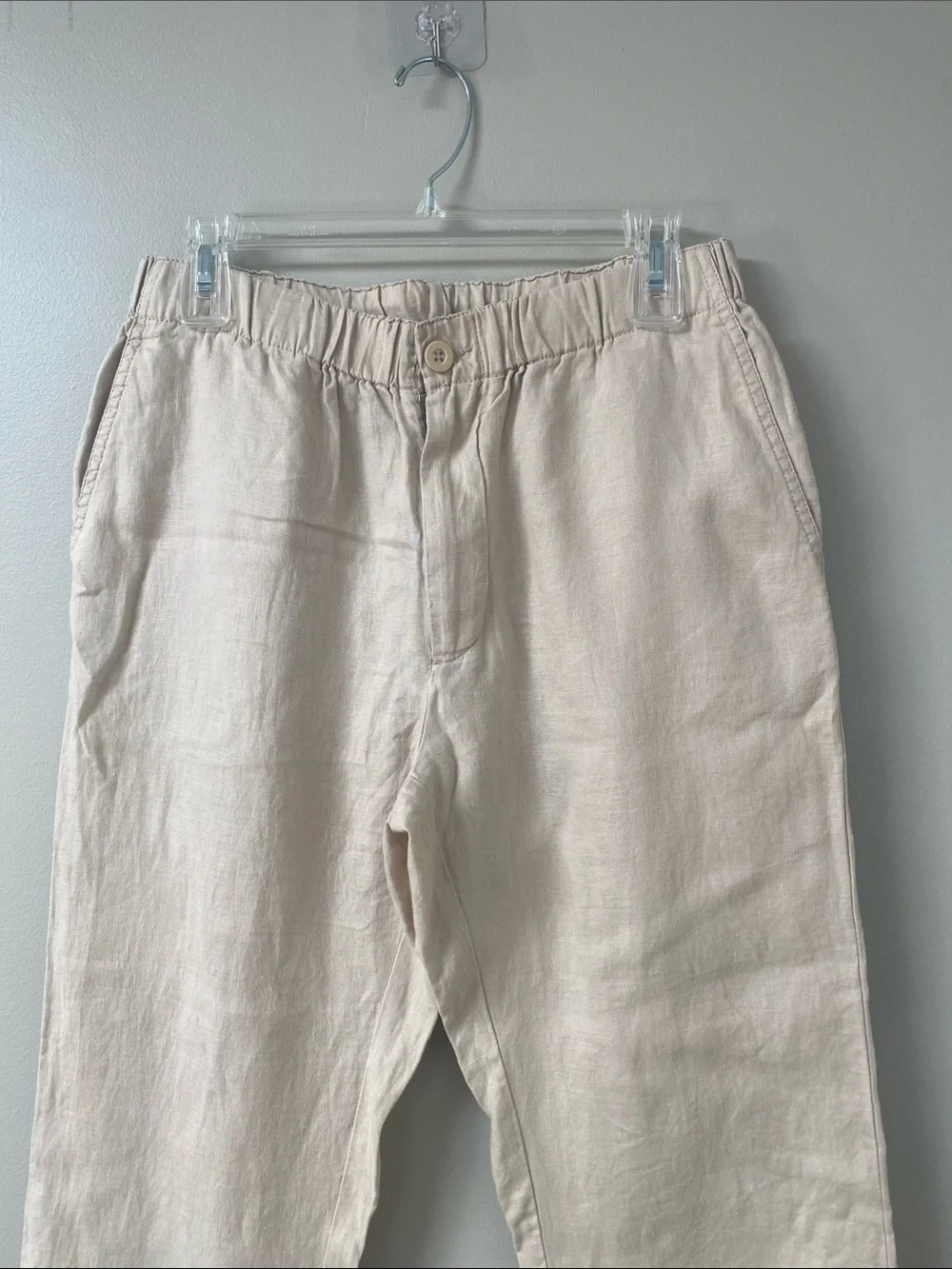 Quince European linen pants, driftwood khaki size medium